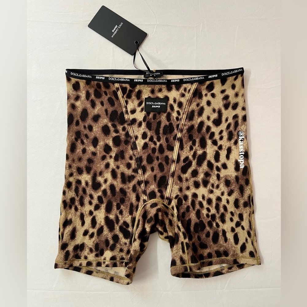 SKIMS x Dolce and Gabbana Leopard Cotton Ribbed Rib Shorts Short